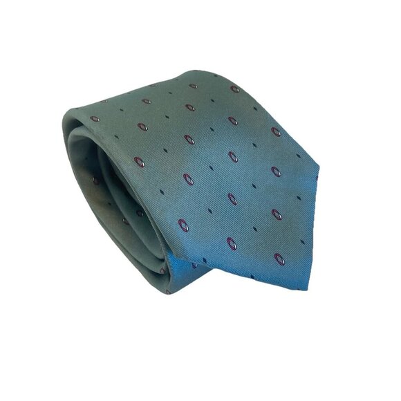 Christian Dior 1990's Vintage All Silk Paris New York Tie Green Geometric New - Picture 1 of 10